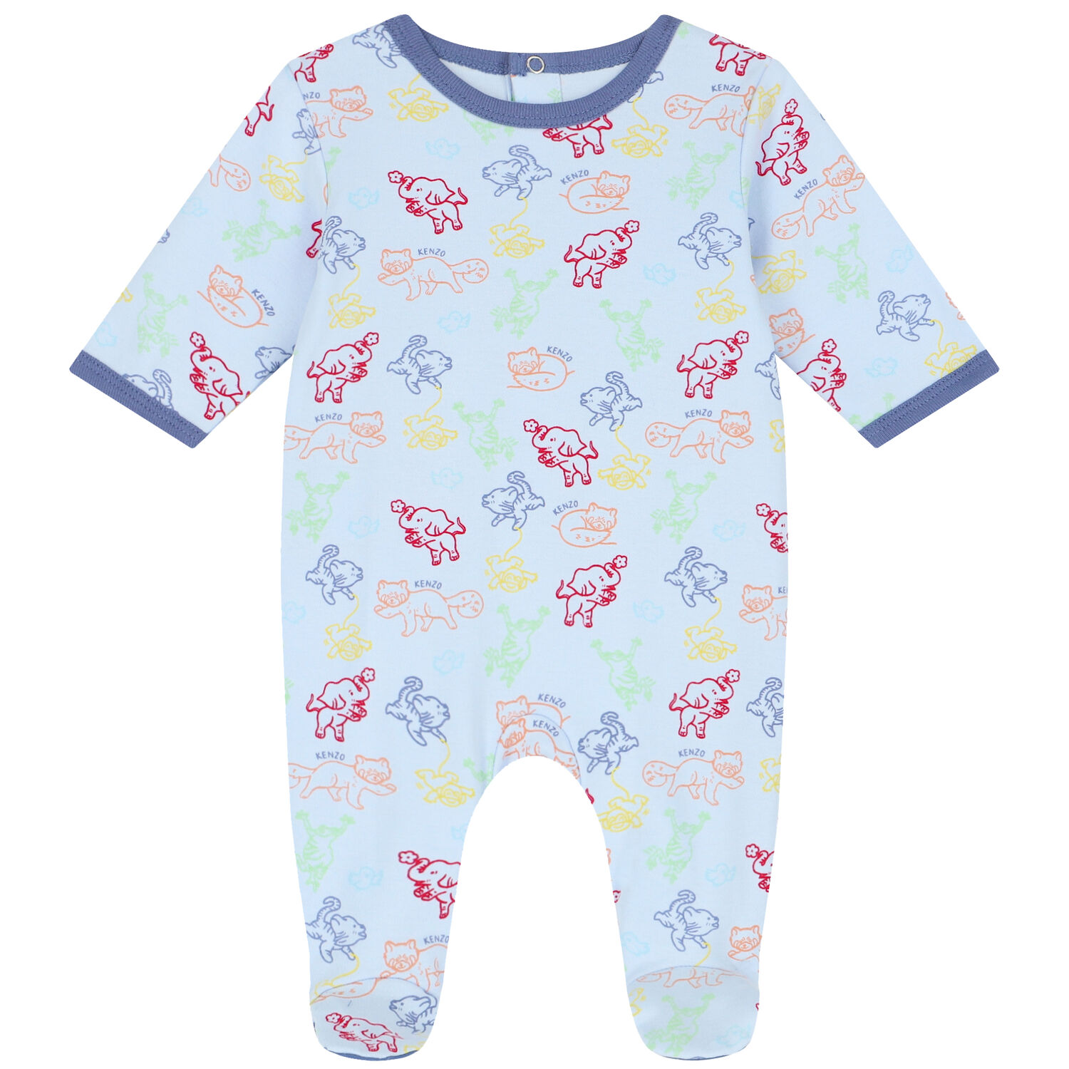 Baby Boys Blue Logo & Animals Babygrows Gift Set, 1, hi-res